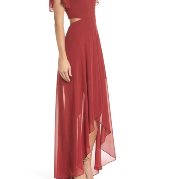 Bohemian Rhapsody Brick Red Cutout Maxi Dress - Picture 5 of 8